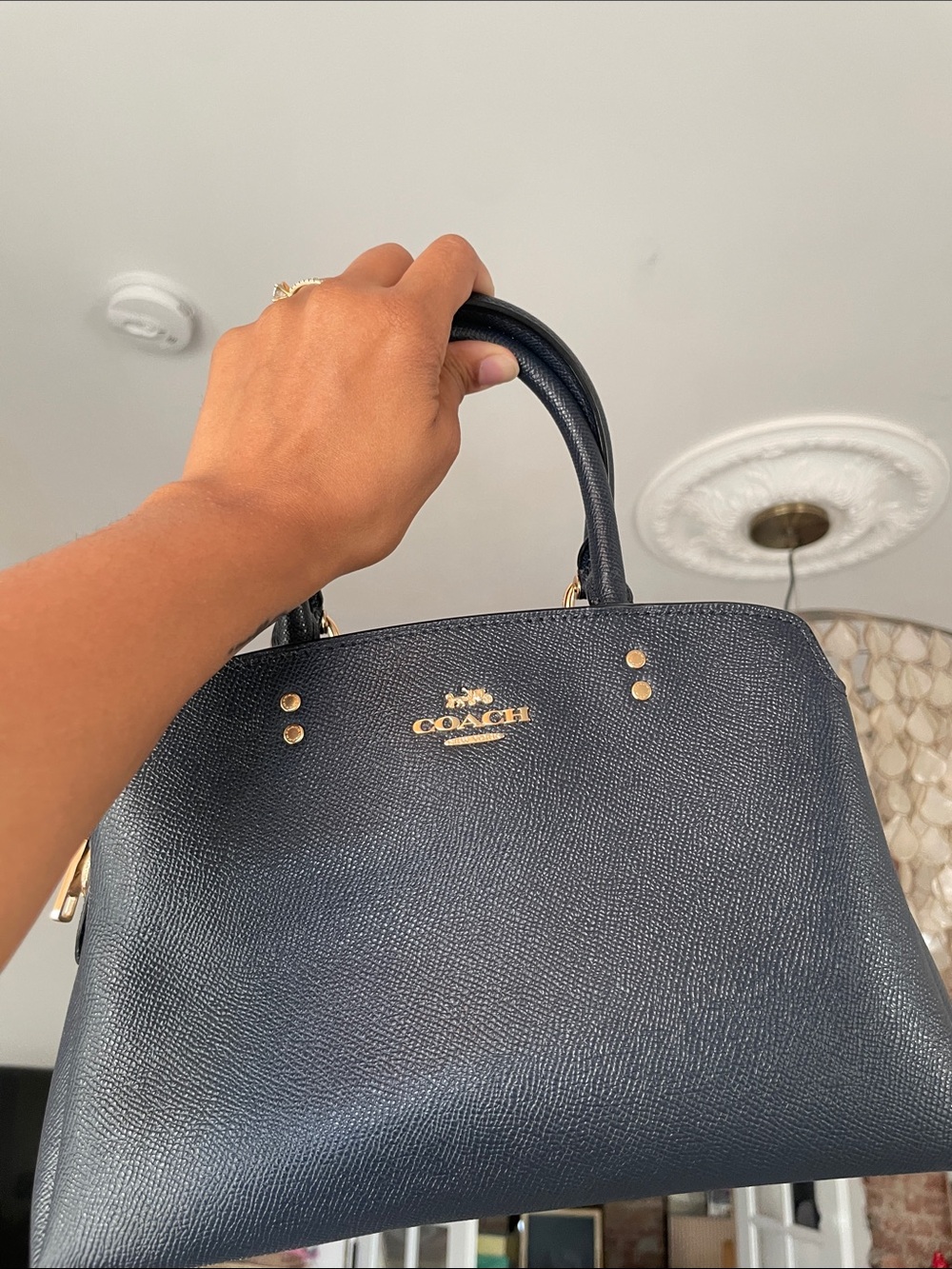 Coach Navy Blue Leather Top-Handle Satchel